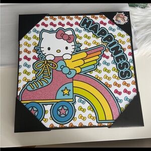 Hello Kitty Wall Art Sign 12 x 12 New 2023 Happiness Glitter Pink Roller Skate